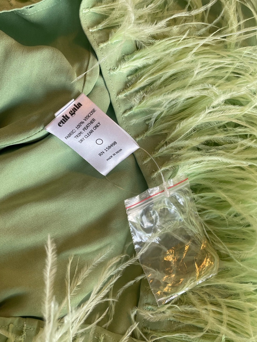 Cult Gaia Zariah Green Ostrich Feather Mini Dress - Picture 2 of 3